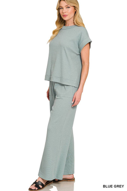 Cotton Slub Tee & Pants 2pc Set  Zenana