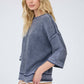 WASHED INVERTED SEAM SHORT SLEEVE SWEATSHIRT