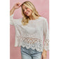 FLORAL EMBROIDERED CROCHET LACE TRIMMED TOP