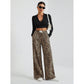 Leopard Print Wide Leg Pants High Waist Casual Trousers