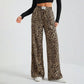 Leopard Print Wide Leg Pants High Waist Casual Trousers