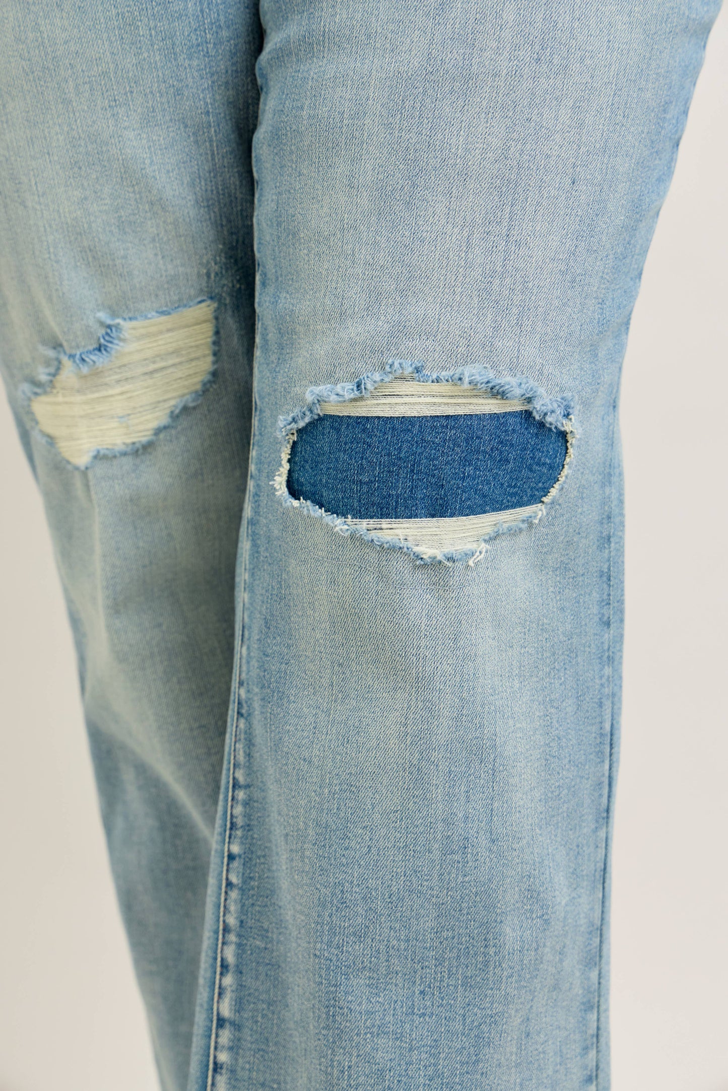 High Waisted Distressed & Knee Patch Straight- PLUS