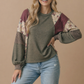 Plus Mixed Media Patchwork Pullover Knit Top