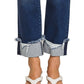 0303 Cuffed Distressed Hem Denim Pants SI-28860 Zenana