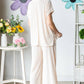 Textured V neck Top And Wide Leg Lounge Set