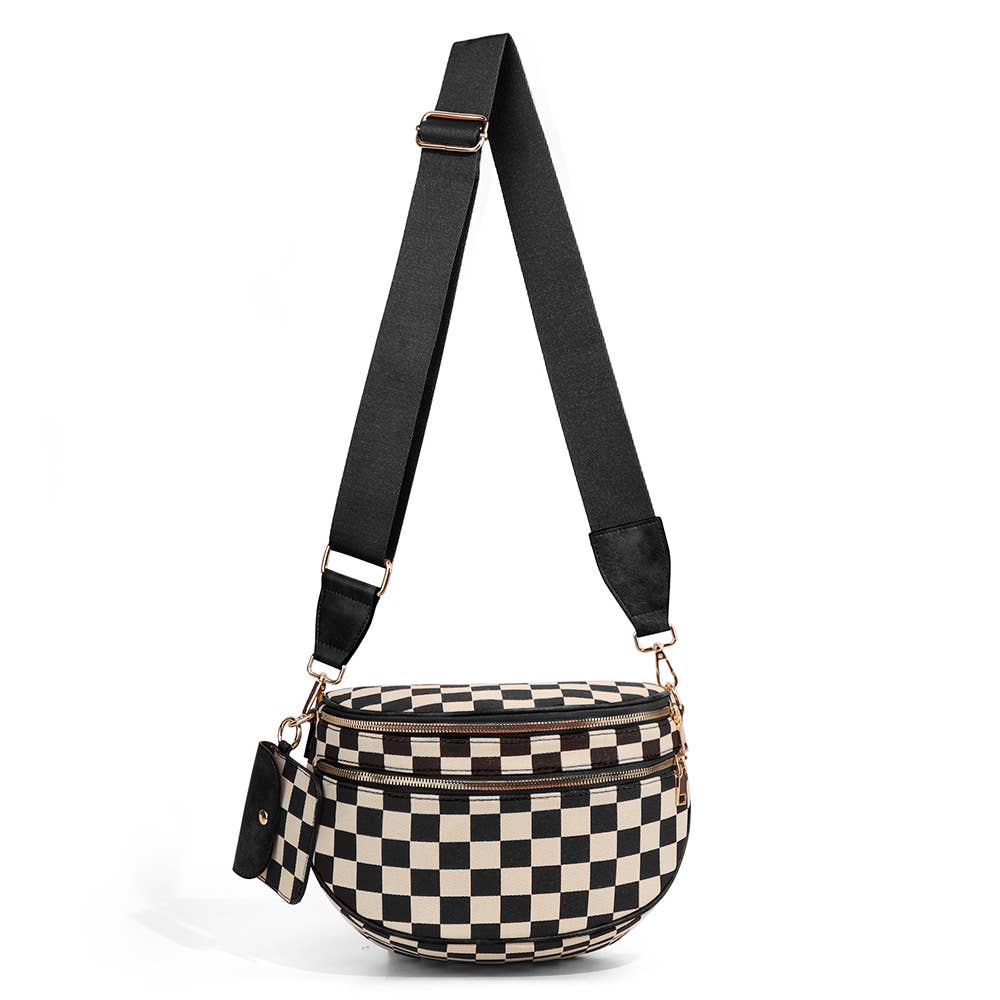 Checkerboard Crossbody Bag & Coin Purse