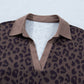 V Neck Collar Leopard Print Top and Shorts 2pcs Set
