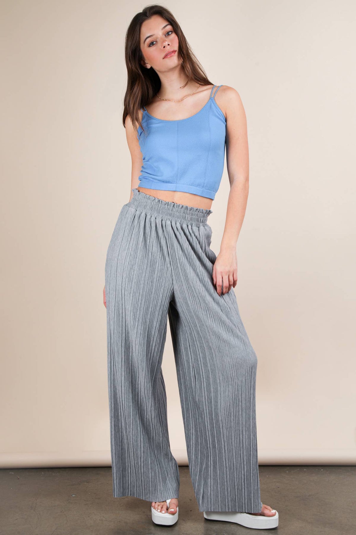 Leopard Print Wide Leg Pleated Pants