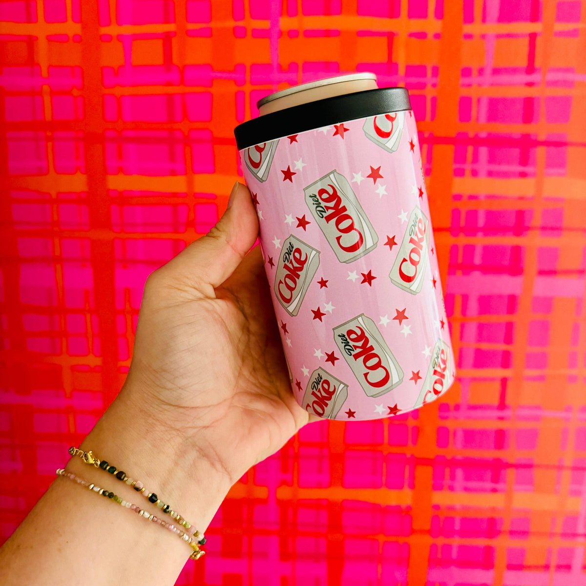 Diet Coke Pattern 12 oz Can Cooler, Pink Diet Coke Inspired Pattern – MaeLynn's