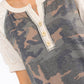 Camo Short Sleeve Henley Top