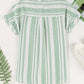 Stripe Half Buttoned Short Sleeve Blouse