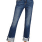 0303 Cuffed Distressed Hem Denim Pants SI-28860 Zenana