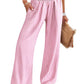 Gingham High Waist Wide Leg Pants with Pockets