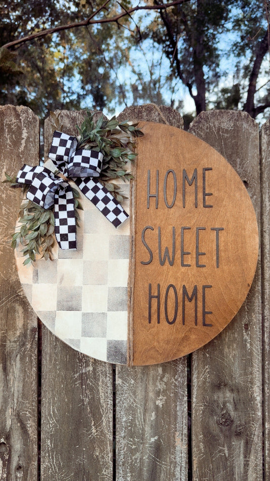 Distressed Checkered Home Sweet Home