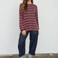 STRIPE LONG SLEEVE CUFFED RELAXED KNIT TOP