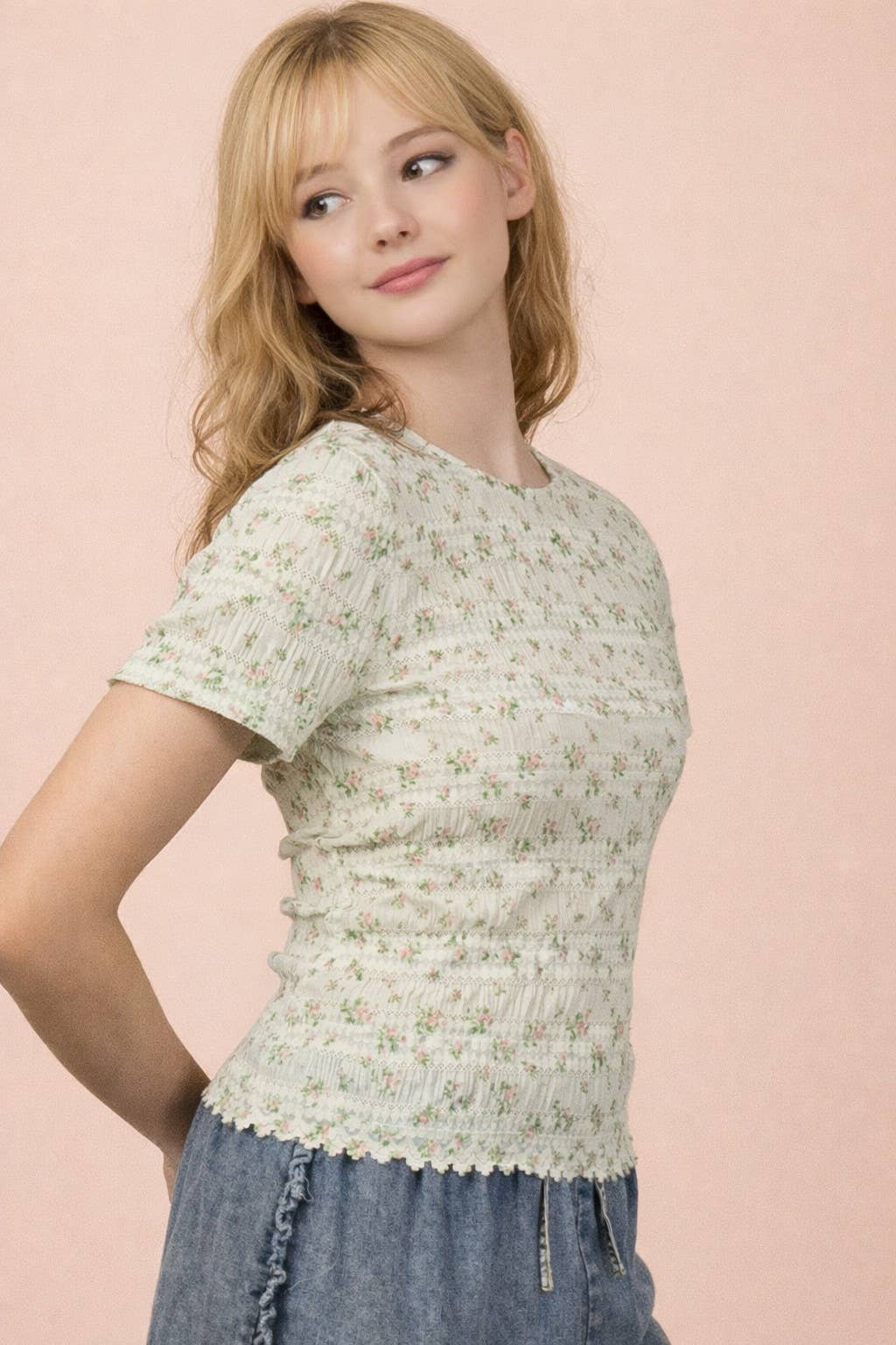 Floral Print Fitted Casual Top