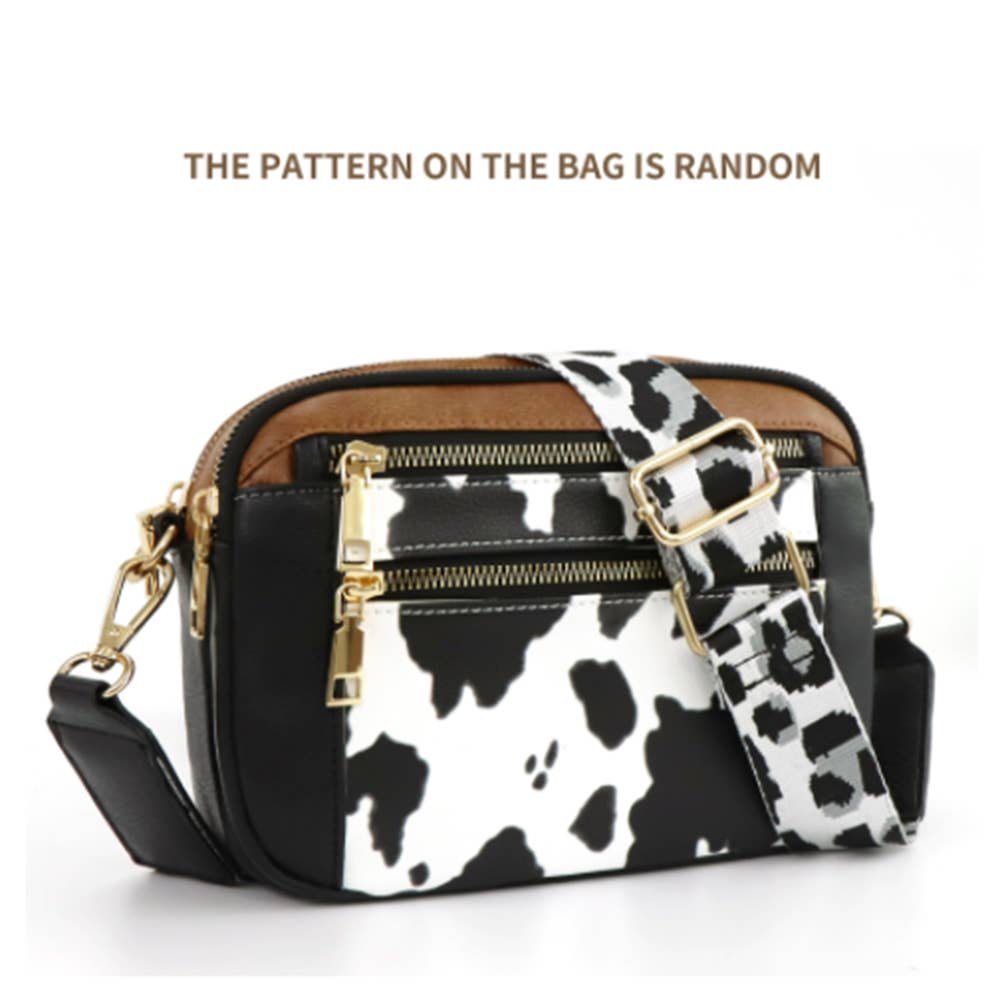 Color Blocked Multifunctional Zipper Crossbody Bag