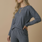 Round Neck Striped Oversized French Terry Top