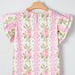 PRETTY BASH Floral Ruffle Short Sleeve Top