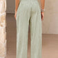 Gingham High Waist Wide Leg Pants with Pockets