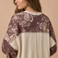 Color Block Floral Pullover Knit Top