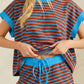 Contrast Striped Round Neck Top & Shorts Set Loungewear