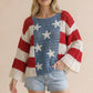 Long Sleeve Star and Stripe Crochet Sweater