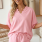 Scalloped V-Neck Top and Shorts Lounge Set (S-XL)