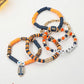 5PCS - GAME DAY Football Charm Heishi Faceted Beaded Stretch Multi Layered Bracelets