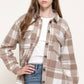 Long Sleeve Check Printed Fleece Shacket