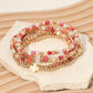 6PCS - Cross Charm Faceted Beaded Stretch Multi Layered Bracelets