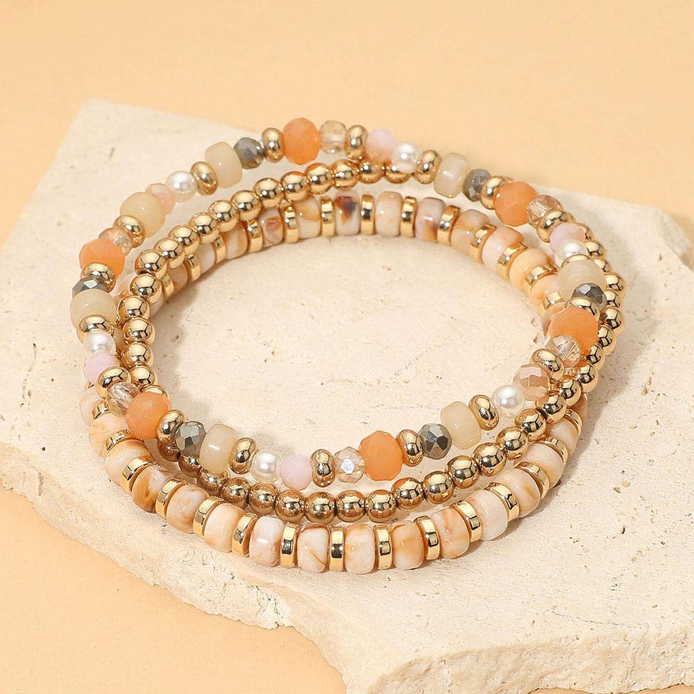 3PCS - Beaded Stretch Multi Layered Bracelets