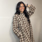 Brown Plaid Long Sleeve Short Shift Mini Dress