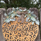 Leopard print hello fall door hanger