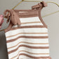 White Tan-Stripe Sweater Romper