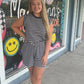 Striped Sleeveless Drawstring Romper