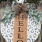 White & Grey Leopard Hello Door Hanger