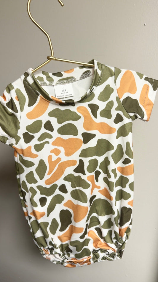 Green Orange Camo Onesie