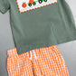 Tractor/Pumpkin Gingham Short Set