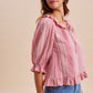 Embroidered Gingham Check Ruffle Blouse