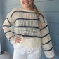 Stripe Open Knit Sweater Top