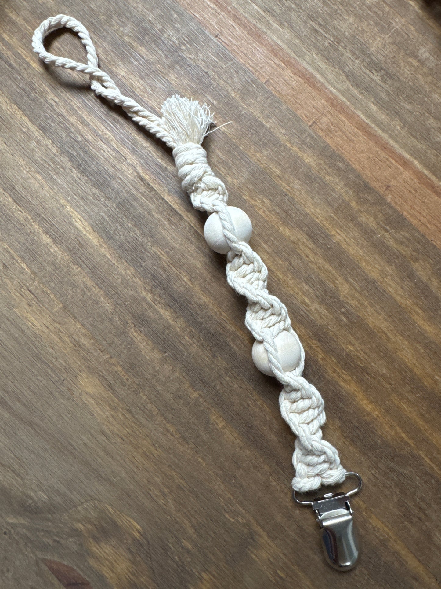 Natural Macrame Pacifier Clips