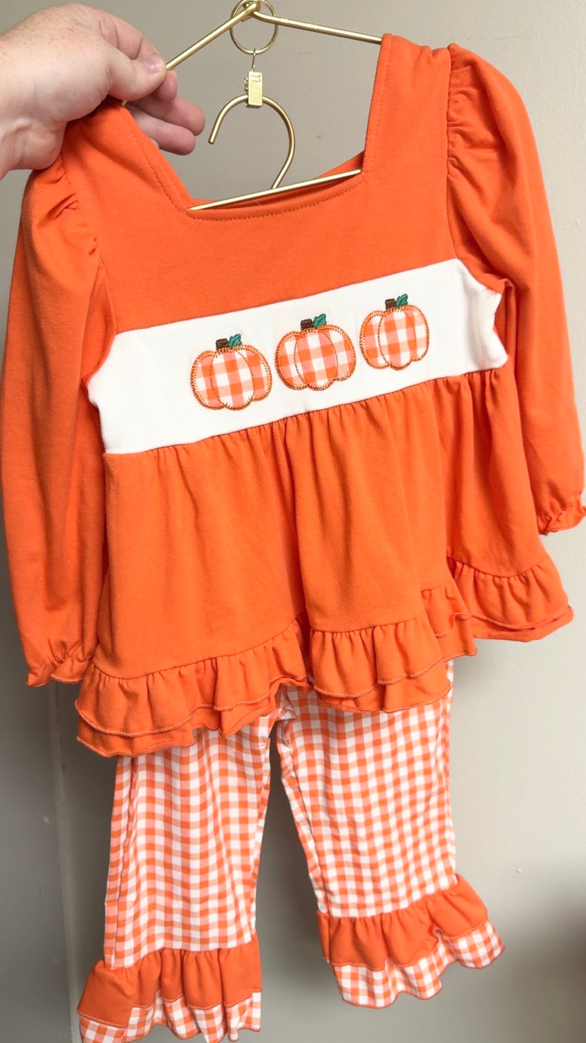 Orange Pumpkin Long Sleeve Pant Set