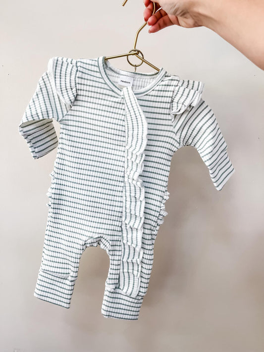 TTB Green Stripe Ruffle Zippy