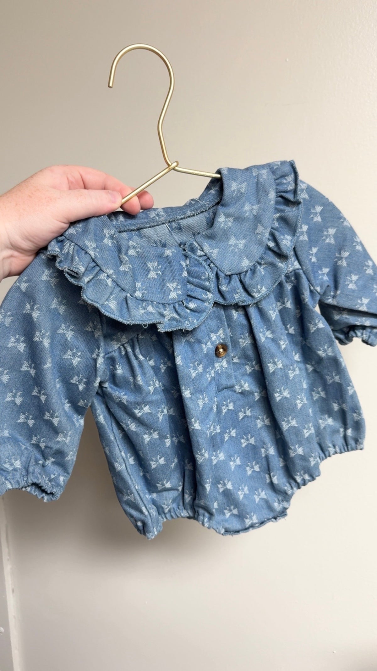 Bow Denim Romper