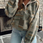 Green Western Print Fleece Pullover Long Sleeve
