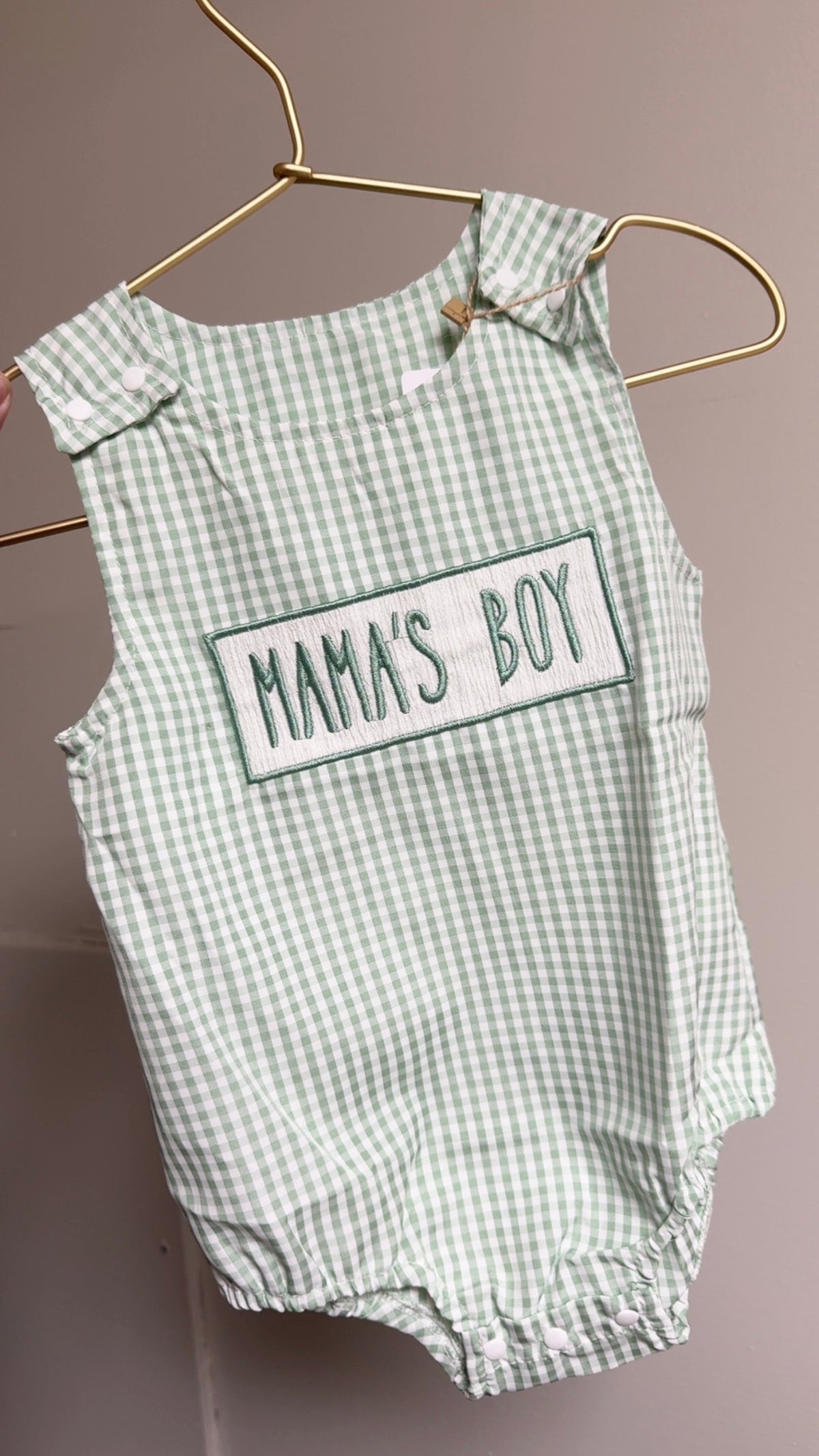 Mama’s Boy Emb Gingham Romper