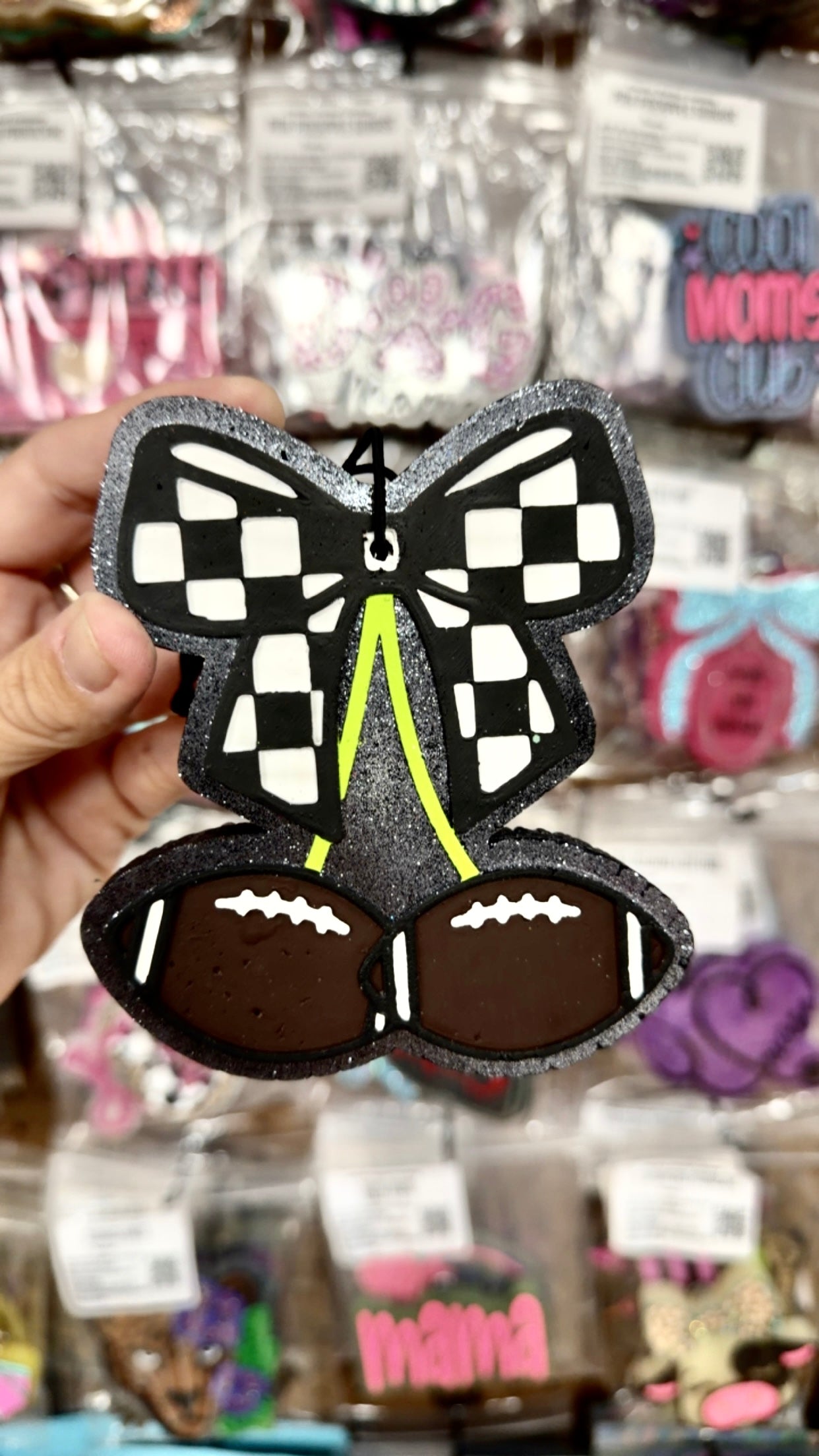 Birds of Paradise Freshie- Checkered Bow/ Football