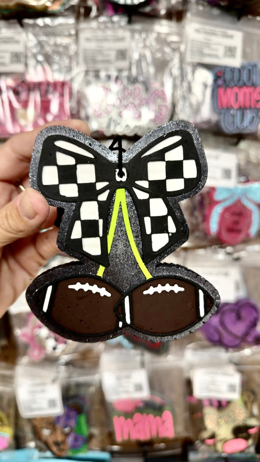 Birds of Paradise Freshie- Checkered Bow/ Football
