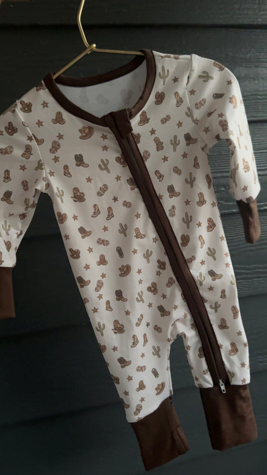 Western Boots Hat Cactus Long Loungewear